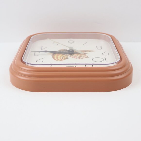 Ingraham Vintage Shells Plastic Square Quartz Salmon Pink Wall Clock Made in USA - Picture 7 of 12